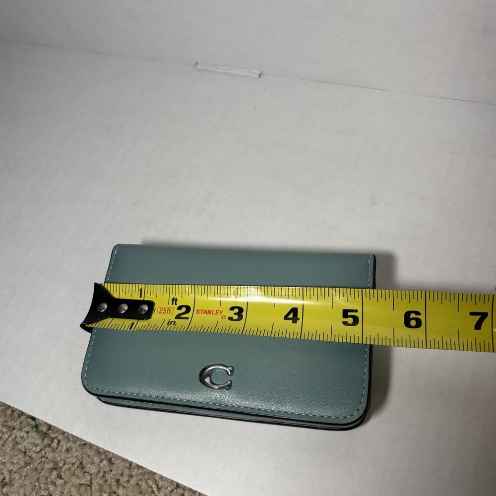 Coach Essential Slim Card Case Wallet CR990 in Silver/Light Blue Aquamarine - Picture 4 of 4